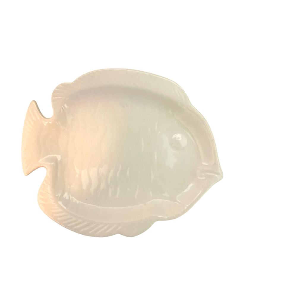 Stoneware Set of 2 Fish Plates Snack Sauce Dip  8" - Picture 4 of 6